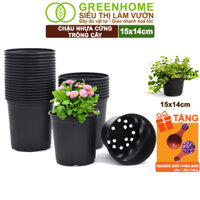Bộ 3 Chậu nhựa trồng cây, nhiều kích thước, thoát nước tốt, đa dạng kích thước trồng cây, hoa, kiểng lá Greenhome - 3C NHỰA CỨNG 14xC15