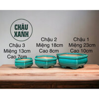 bộ 3 chậu sứ trồng cây gốm Đổng Nai men giả cổ