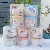 Bộ 3 chi tiết cốc tập uống và chén ăn dặm kèm muỗng silicone Kichilachi cho bé