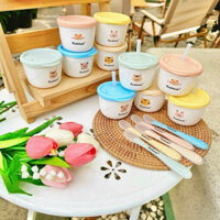Bộ 3 chi tiết cốc tập uống và chén ăn dặm kèm muỗng silicone Kichilachi cho bé
