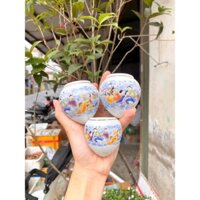 Bộ 3 chiếc cóng sứ decal loại 1 phụ kiện lồng chim Hoạ Mi, Khướu cao cấp