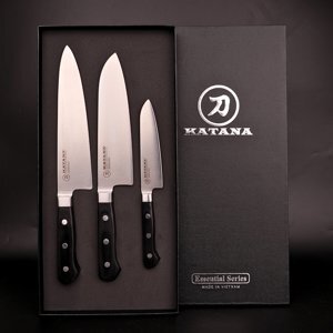 Bộ 3 chiếc dao bếp thương hiệu KATANA Essential - Dao thái thịt cá - Dao đa năng -  Dao gọt hoa quả - KATA200