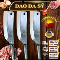 Bộ 3 dao chặt nhíp xe siêu bền Đa Sỹ chặt xương ống, xương sườn, chân giò, gà, vịt.
