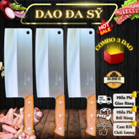 Bộ 3 dao chặt ốp vàng Đa Sỹ chặt xương sườn, chân giò, gà, vịt - thép Nhật không han rỉ
