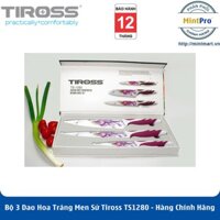 Bộ 3 Dao Hoa Tráng Men Sứ Tiross TS1280 - Hàng Chính Hãng