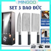 Bộ 3 dao inox đúc nguyên khối cao cấp sử dụng cho nhà bếp, kháng khuẩn tốt, dao thái thịt, gọt hoa quả
