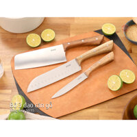 Bộ 3 dao lưỡi thép cán gỗ iMat, gồm Dao bằm chặt đa năng 12" , Dao Santoku7", Dao gọt dài đa năng 5"