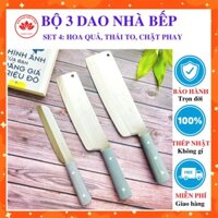 Bộ 3 dao nhà bếp cao cấp chuyên chặt, thái và gọt dao hoa quả sản xuất từ thép trắng Nhật không gỉ