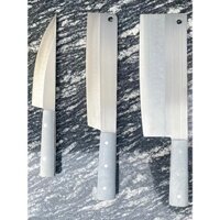 Bộ 3 dao thép trắng inox 440c làm bếp chống han gỉ chuôi sừng