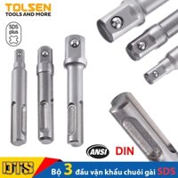 Bộ 3 đầu chuyển vặn khẩu công nghiệp chuôi gài SDS Plus TOLSEN cho máy khoan bê tông sang đầu bulong cỡ 1/2 3/8 1/4 inch