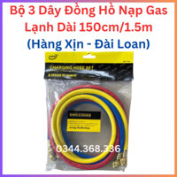Bộ 3 Dây Đồng Hồ Đo Áp Suất Nạp Gas Lạnh R22 - R410 Dài 150cm/1.5m (Hàng Xịn - Đài Loan) Bộ 3 Dây Đo Nạp Gas NEK Giá Tốt