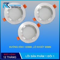 Bộ 3 đèn led âm trần viền bạc 7w tròn 3 màu ánh sáng trắng - vàng ấm - vàng nắng