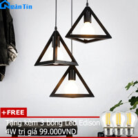 Bộ 3 đèn thả trần chung một đế trang trí bàn ăn quày bar quán cà phê TCF013 Ngân Tin (Tặng kèm 03 bóng Led)