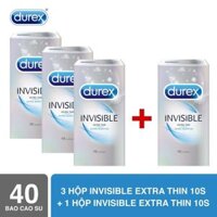 Bộ 3 Hộp Bao Cao Su Durex Invisible + Tặng 1 Hộp cùng loại