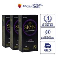 Bộ 3 Hộp Bao cao Su LifeStyles SKYN ELITE Non-latex Siêu Mỏng Siêu Mềm Cao Cấp 10 bao