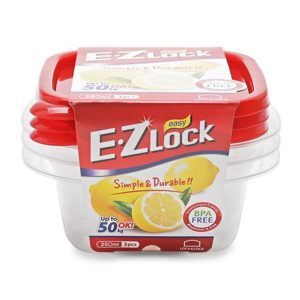 Bộ 3 hộp bảo quản thực phẩm Ezlock Lock&Lock HLE8104S - nắp đỏ, 250ml