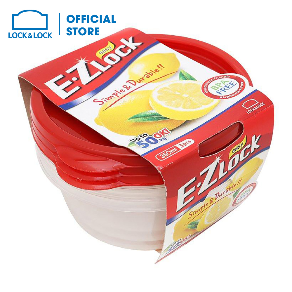 Bộ 3 hộp bảo quản thực phẩm Ezlock Lock&Lock HLE9404S - 350ml