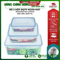 Bộ 3 Hộp Bảo Quản Thực Phẩm Ngăn Mát BIOZONE KB-CO3P02 680, 980, 2600 ml