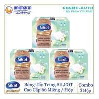 Bộ 3 hộp Bông tẩy trang cao cấp Silcot Premium 66 miếng/hộp - Nhật Bản
