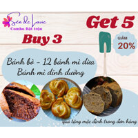 Bộ 3 hộp Bột tự làm Bánh bò đường thốt nốt - 12 bánh mì nhân dừa - Bánh mì dinh dưỡng bột nguyên cám hạnh nhân