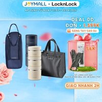 Bộ 3 hộp cơm giữ nhiệt LocknLock Lunch Box LHC8052S01 LHC8052S02 1.1L kèm túi, muỗng đũa - JoyMall