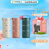 Bộ 3 hộp cơm giữ nhiệt LocknLock LHC8058, Hàng chính hãng, thép không gỉ 304, có tay xách - JoyMall