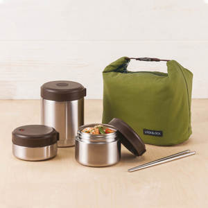 Bộ 3 hộp cơm Lock&Lock Mushroom Hot Tank Lunch Box - LHC8025SLV