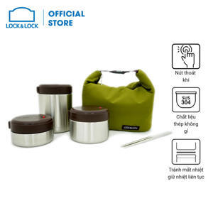 Bộ 3 hộp cơm Lock&Lock Mushroom Hot Tank Lunch Box - LHC8025SLV