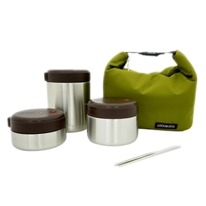 Bộ 3 hộp cơm Lock&Lock Mushroom Hot Tank Lunch Box - LHC8025SLV