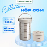 Bộ 3 Hộp Đựng Cơm Văn Phòng SMARTCHOICE Cặp Lồng Cơm Giữ Nhiệt Inox Cao Cấp Tiện Lợi
