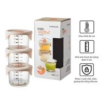 Bộ 3 Hộp Đựng Thức Ăn Cho Bé Lock&Lock Có Vạch Chia, Nắp Xám, Silicone Hồng Nhạt – Nội thất gia dụng