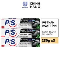 Bộ 3 Hộp Kem đánh răng P/S Thiên nhiên Than Hoạt Tính cho nụ cười trắng chuẩn tự nhiên 230g