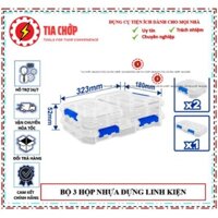 Bộ 3 hộp nhựa trong suốt chia ngăn đựng linh kiện WTB8343