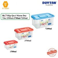 Bộ 3 hộp quai Matsu Duy Tân có nắp dung tích 1500ml, 3700ml, 7200ml giúp bảo quản thực phẩm gọn gàng, sạch sẽ.