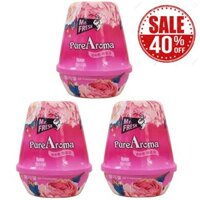 Bộ 3 Hộp Sáp thơm phòng khử mùi ẩm mốc Pure Aroma 180g Hương Hoa Hồng- Thương hiệu Hàn Quốc (Mẫu mới)