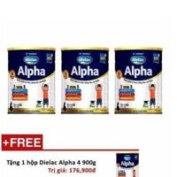 Bộ 3 hộp sữa bột Vinamilk Dielac Alpha 4 1.5kg tặng 1 hộp Dielac Alpha 4 900g (hộp thiếc)