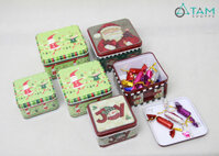 Bộ 3 hộp thiếc đựng kẹo Noel họa tiết