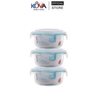 Bộ 3 hộp thủy tinh chịu nhiệt tròn Kova 400ml