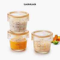 Bộ 3 hộp thủy tinh đựng thức ăn dặm cho bé LocknLock có vạch chia dung tích LLG542S3IVY - 10MALL