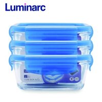 Bộ 3 hộp thủy tinh Luminarc Pure chữ nhật nắp cài L1958 385ml