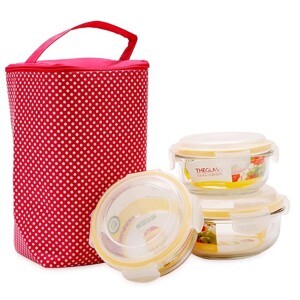 Bộ 3 hộp thủy tinh The Glass TGL325 kèm túi giữ nhiệt