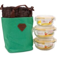 Bộ 3 hộp thủy tinh The Glass TGL625 kèm túi giữ nhiệt