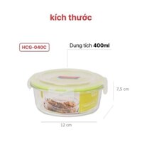 BỘ 3 HỘP THỦY TINH TRÒN 400ML HAPPY COOK KÈM TÚI GIỮ NHIỆT, HCG-03C