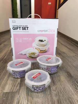 Bộ 3 hộp thủy tinh tròn Locknlock LLG861S3