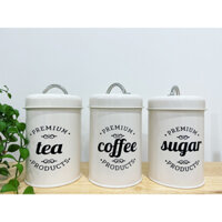 Bộ 3 hũ kim loại đựng trà, cafe, đường có tráng men