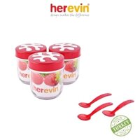 Bộ 3 Hũ Thuỷ Tinh Herevin Tròn Trơn Nắp Decor 425ml - HEHU135357-812 [GIAO MÀU NGẪU NHIÊN]