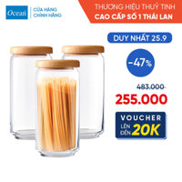 Bộ 3 Hũ Thủy Tinh Ocean Pop Jar 1000ml Nắp Gỗ