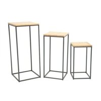 Bộ 3 kệ để chậu hoa GH-12 khung chân sắt mặt gỗ
