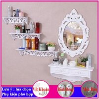 bộ 3 Kệ gỗ decor phòng ngủ chill chất liệu gỗ cao cấp màu trắng, chống nước tuyệt đối