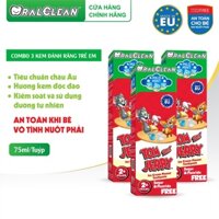 Bộ 3 Kem đánh răng cho bé Oral Clean Tom and Jerry Mild Mint 75ml